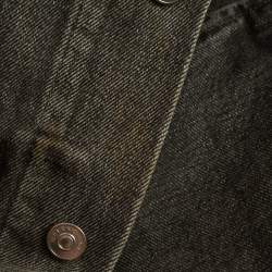 Balenciaga Black Logo Print Fur Trimmed Denim Buttoned Jacket S