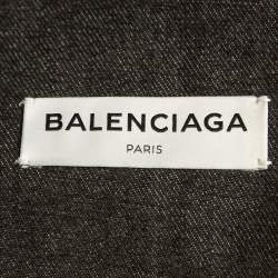 Balenciaga Black Logo Print Fur Trimmed Denim Buttoned Jacket S