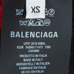 Pre Owned Balenciaga Red Logo Patterned Wool Knit Buttoned Cardigan XS