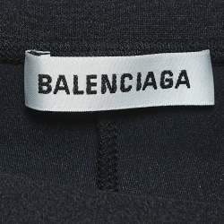 Pre Owned Balenciaga Navy Blue Jersey High Rise Leggings L