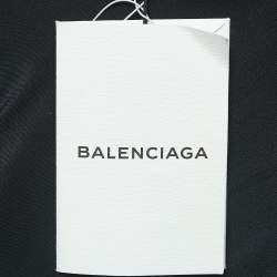 Pre Owned Balenciaga Black Synthetic and Mesh Ruched Sleeve Top M