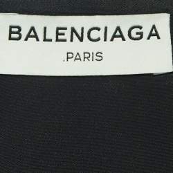 Pre Owned Balenciaga Black Synthetic and Mesh Ruched Sleeve Top M