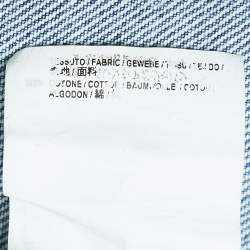 Pre Owned Balenciaga Blue Logo Embroidery Destroyed Denim Oversized Jacket L