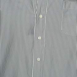 Pre Owned Balenciaga White/Grey Striped Cotton Blend Oversized Shirt M