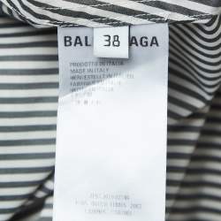 Pre Owned Balenciaga White/Grey Striped Cotton Blend Oversized Shirt M