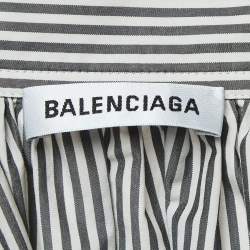Pre Owned Balenciaga White/Grey Striped Cotton Blend Oversized Shirt M