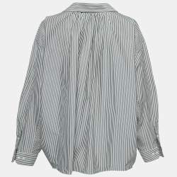 Pre Owned Balenciaga White/Grey Striped Cotton Blend Oversized Shirt M
