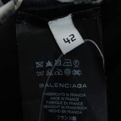 Pre Owned Balenciaga Navy Blue Floral Print Crepe Halter Neck Maxi Dress L