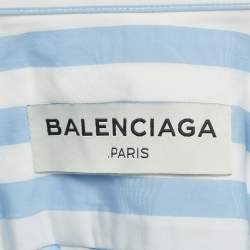 مملوكة مسبقًا Balenciaga Blue/White Stripes Cotton Oversized Shirt M