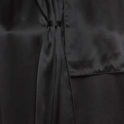 Pre Owned Balenciaga Black Satin Silk Tie-Up Neck Button Front Shirt S