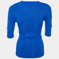 Pre Owned Balenciaga Blue Logo Print Jersey Athletic Top S