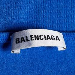 Pre Owned Balenciaga Blue Logo Print Jersey Athletic Top S