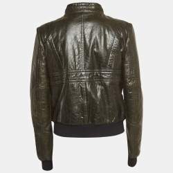 Balenciaga Green Leather Zipper Rider Jacket M