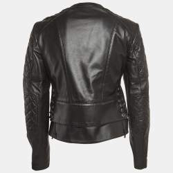 Balenciaga Black Leather Quilted Riders Jacket M