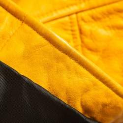 Balenciaga Yellow Leather Zipper Riders Jacket M