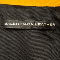 Balenciaga Yellow Leather Zipper Riders Jacket M