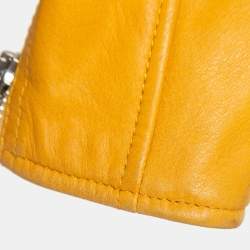 Balenciaga Yellow Leather Zipper Riders Jacket M