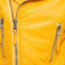 Balenciaga Yellow Leather Zipper Riders Jacket M