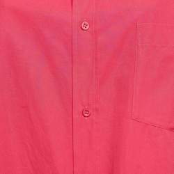 Pre Owned Balenciaga Pink Logo Print Cotton Oversized Shirt S