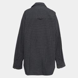 Pre Owned Balenciaga Green Checked Cotton Oversized Shirt S