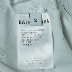 Balenciaga White Diagonal Logo Print Jersey Long Sleeve T-Shirt S