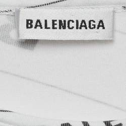 Balenciaga White Diagonal Logo Print Jersey Long Sleeve T-Shirt S