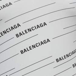 Balenciaga White Diagonal Logo Print Jersey Long Sleeve T-Shirt S