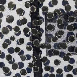 Balenciaga Navy Blue Dotted Pattern Organza Button Front Blouse M