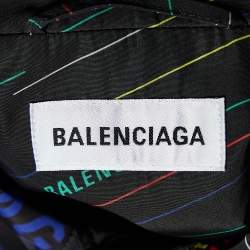 Balenciaga Black All Over Logo Print Technical Oversized Coat S