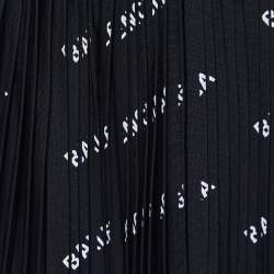 Balenciaga Black All-Over Logo Print Knit Pleated Midi Skirt M