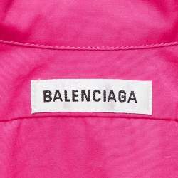 Pre Owned Balenciaga Pink Logo Print Cotton Oversized Shirt S
