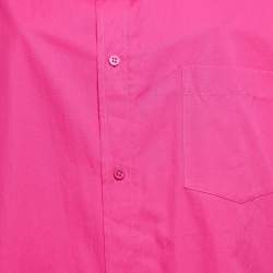 Pre Owned Balenciaga Pink Logo Print Cotton Oversized Shirt S
