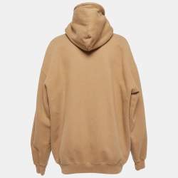 Pre Owned Balenciaga Brown BB Corp Cotton Fleece Hoodie XS