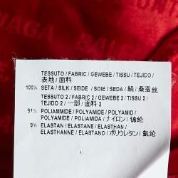 Pre Owned Balenciaga Red/Cream Silk & Knit Layered Midi Dress M