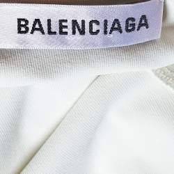 Pre Owned Balenciaga Red/Cream Silk & Knit Layered Midi Dress M