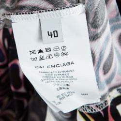 Pre Owned Balenciaga Multicolor Printed Knit Long Sleeve Top M
