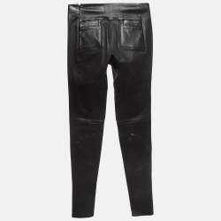 Pre Owned Balenciaga Black Leather Skinny Trousers M