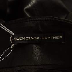 Pre Owned Balenciaga Black Leather Skinny Trousers M