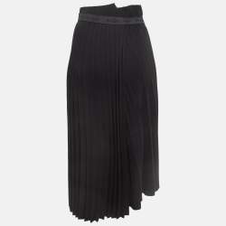 Balenciaga Black Crepe Plisse Asymmetric Midi Skirt S