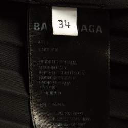 Balenciaga Black Crepe Plisse Asymmetric Midi Skirt S