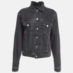 Balenciaga Black Sinner Embroidered Denim Distressed Jacket XL