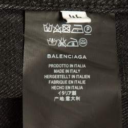Balenciaga Black Sinner Embroidered Denim Distressed Jacket XL