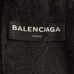 Balenciaga Black Sinner Embroidered Denim Distressed Jacket XL