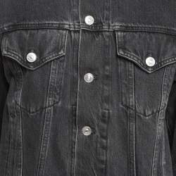 Balenciaga Black Sinner Embroidered Denim Distressed Jacket XL