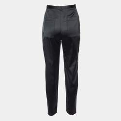 Pre Owned Balenciaga Black Wool Satin Slim Fit Trousers M/Waist 30"