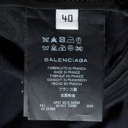 Pre Owned Balenciaga Black Wool Satin Slim Fit Trousers M/Waist 30"