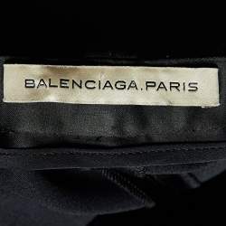 Pre Owned Balenciaga Black Wool Satin Slim Fit Trousers M/Waist 30"