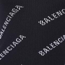 Pre Owned Balenciaga Black Logo Print Rib Knit Jumper XS