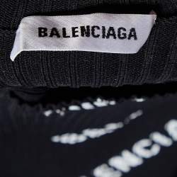 Pre Owned Balenciaga Black Logo Print Rib Knit Jumper XS