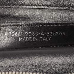 Pre Owned Balenciaga Black/White Shearling Logo Zip Pouch